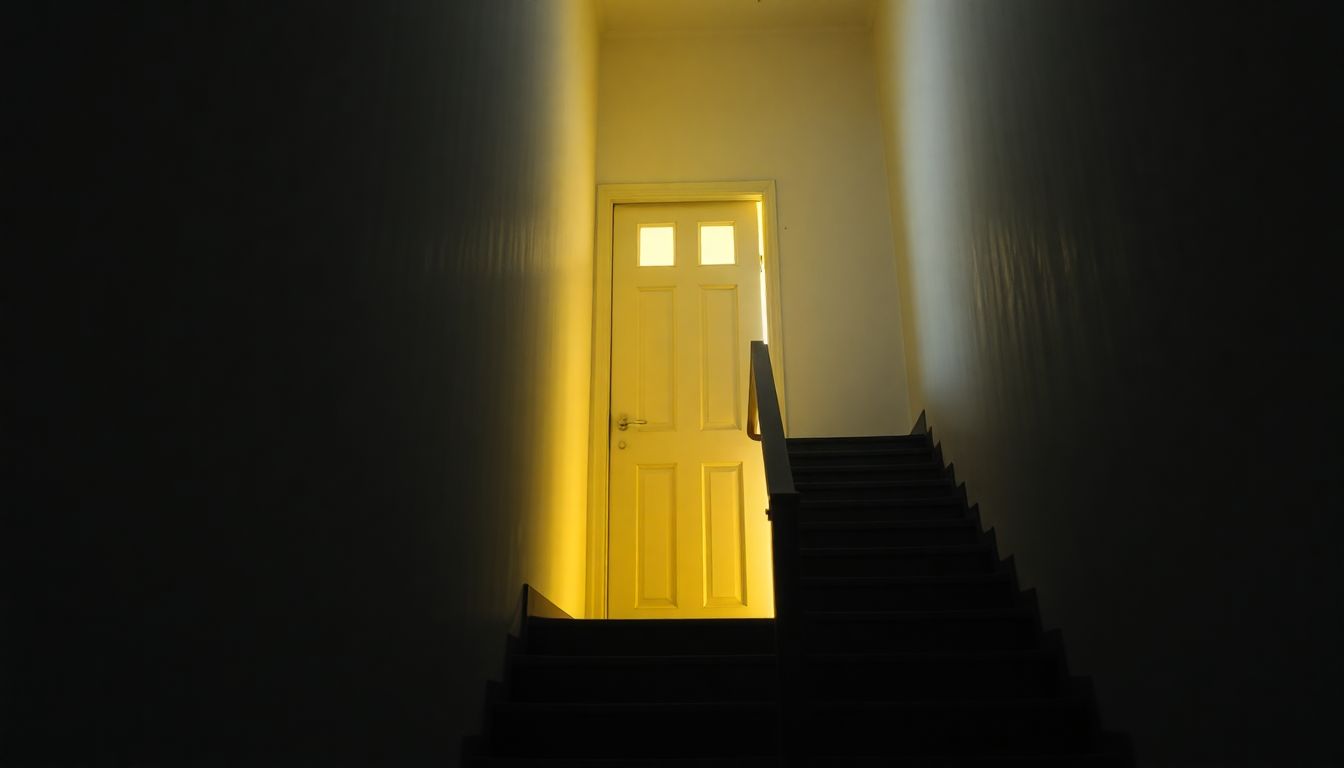 downstairs